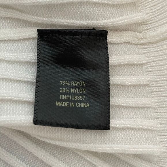 Worthington Mock Neck Sleeveless Pullover Sweater White Ribbed Knit M - Picture 4 of 5